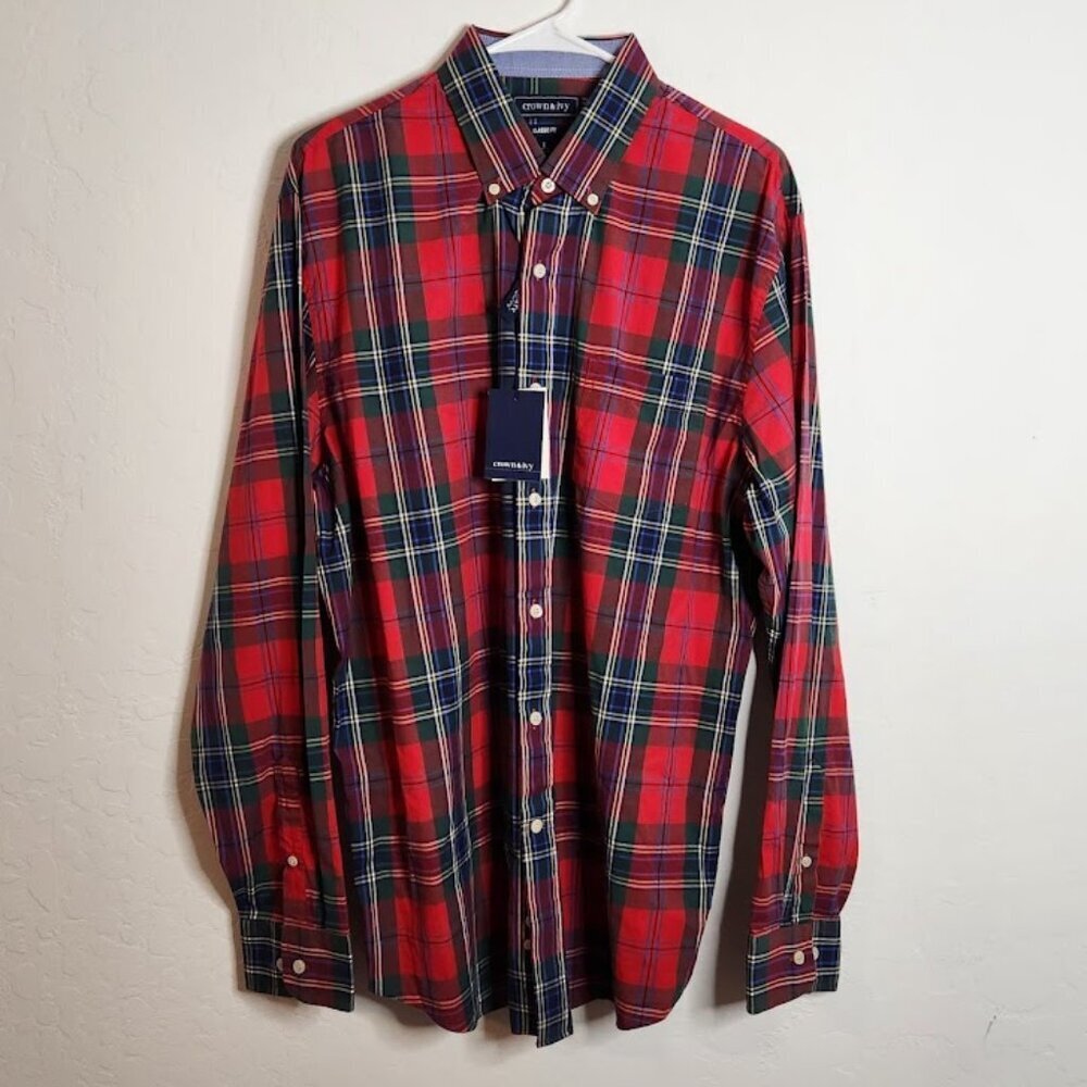 Crown & Ivy Men's Long Sleeve Button-down Shirt Size Large